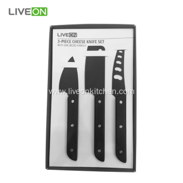 Wood Handle Cheese Knife Set Black Oxide